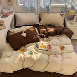 Parure de lit à rayures marron – Housse de couette