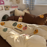 Parure de lit à rayures marron – Housse de couette