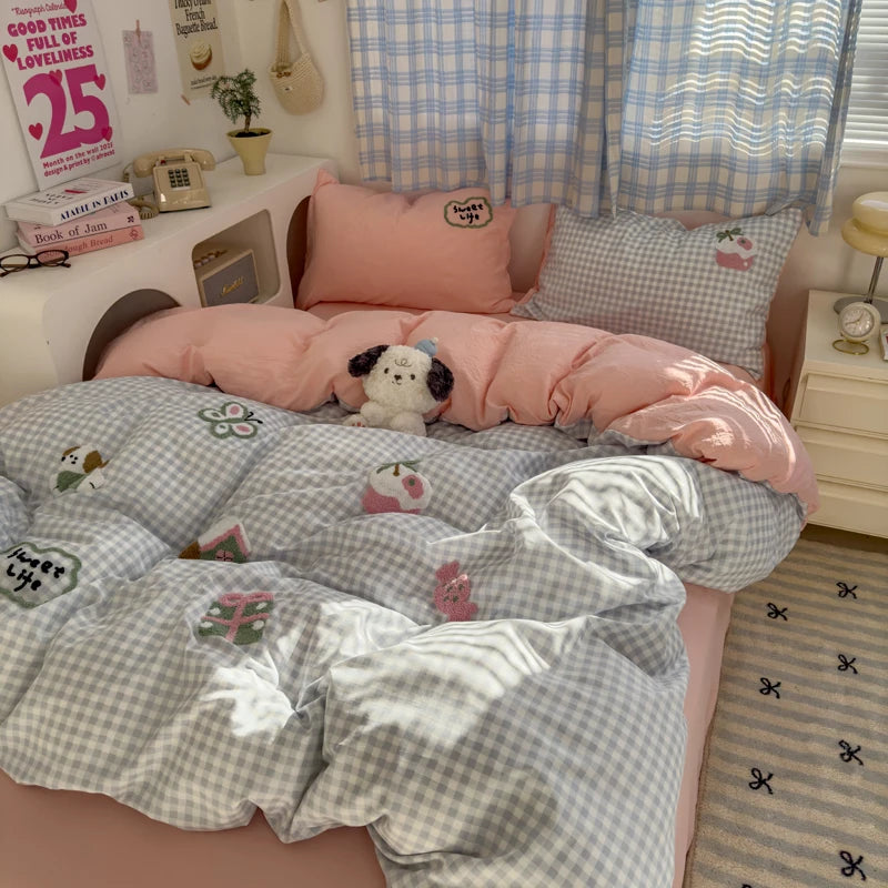 Parure de lit à rayures marron – Housse de couette