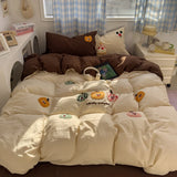 Parure de lit à rayures marron – Housse de couette