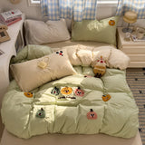 Parure de lit à rayures marron – Housse de couette