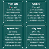 Parure de lit 5 ou 7 pièces avec drap-housse, drap plat et taies d’oreiller