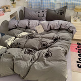 Parure de lit à rayures marron – Housse de couette