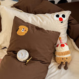 Parure de lit à rayures marron – Housse de couette