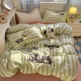 Parure de lit à rayures marron – Housse de couette