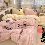 Parure de lit à rayures marron – Housse de couette